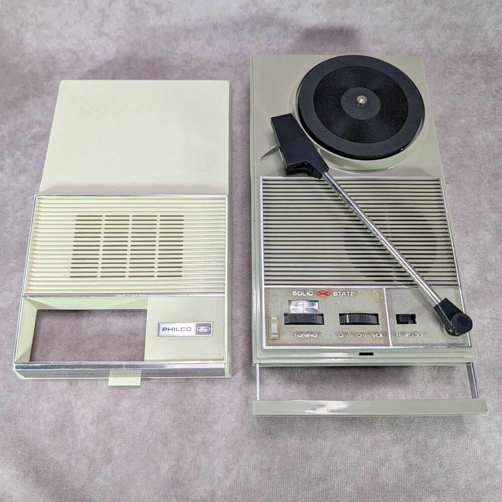 Vintage Philco Ford Japan Radio Phonograph S-1378WH Mini Record Player For Parts